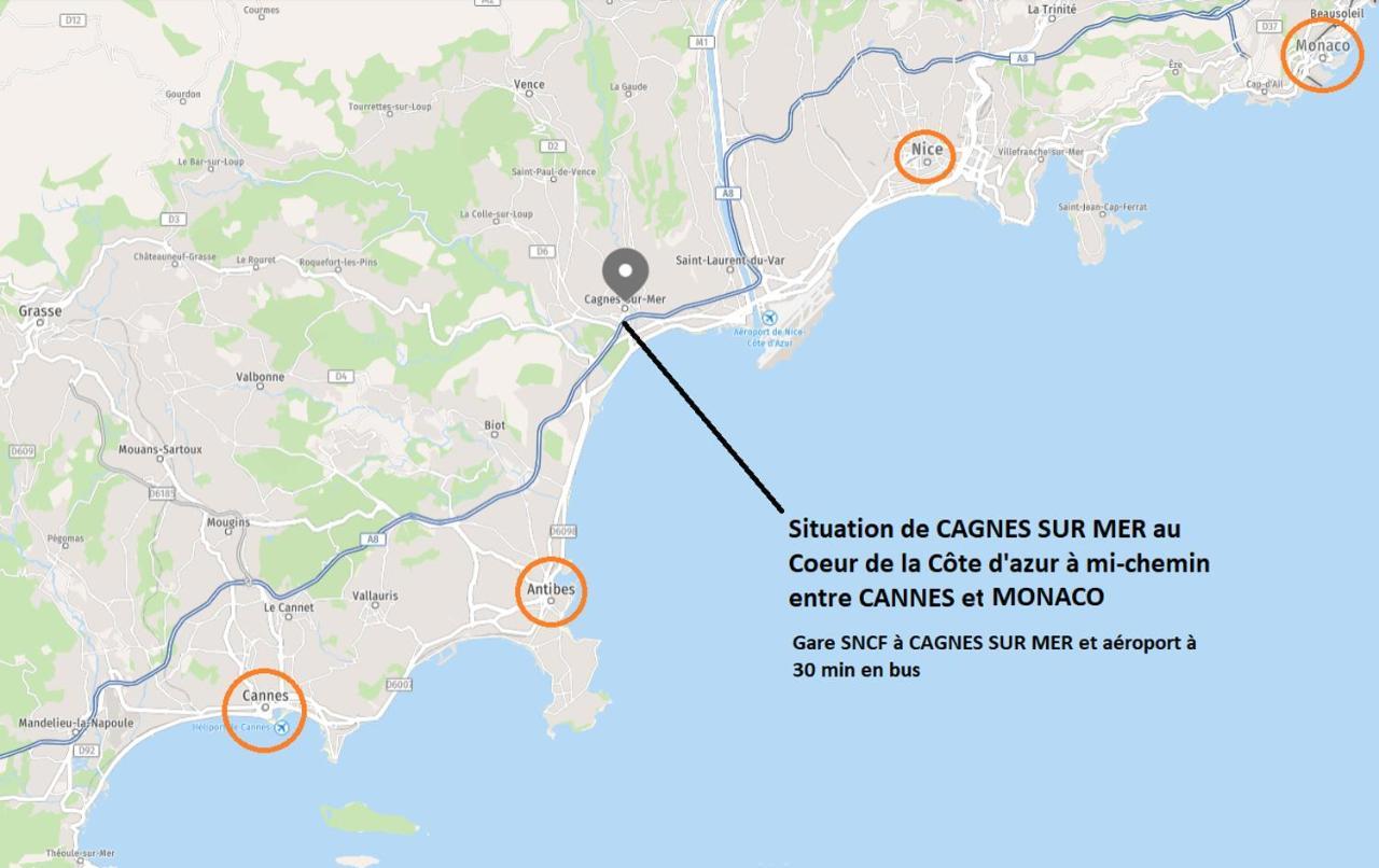 La Villa Castel - Haut De Villa - Parkings- 3 Chambres - 8 Couchages - Jardin - Barbecue Cagnes-sur-Mer Luaran gambar